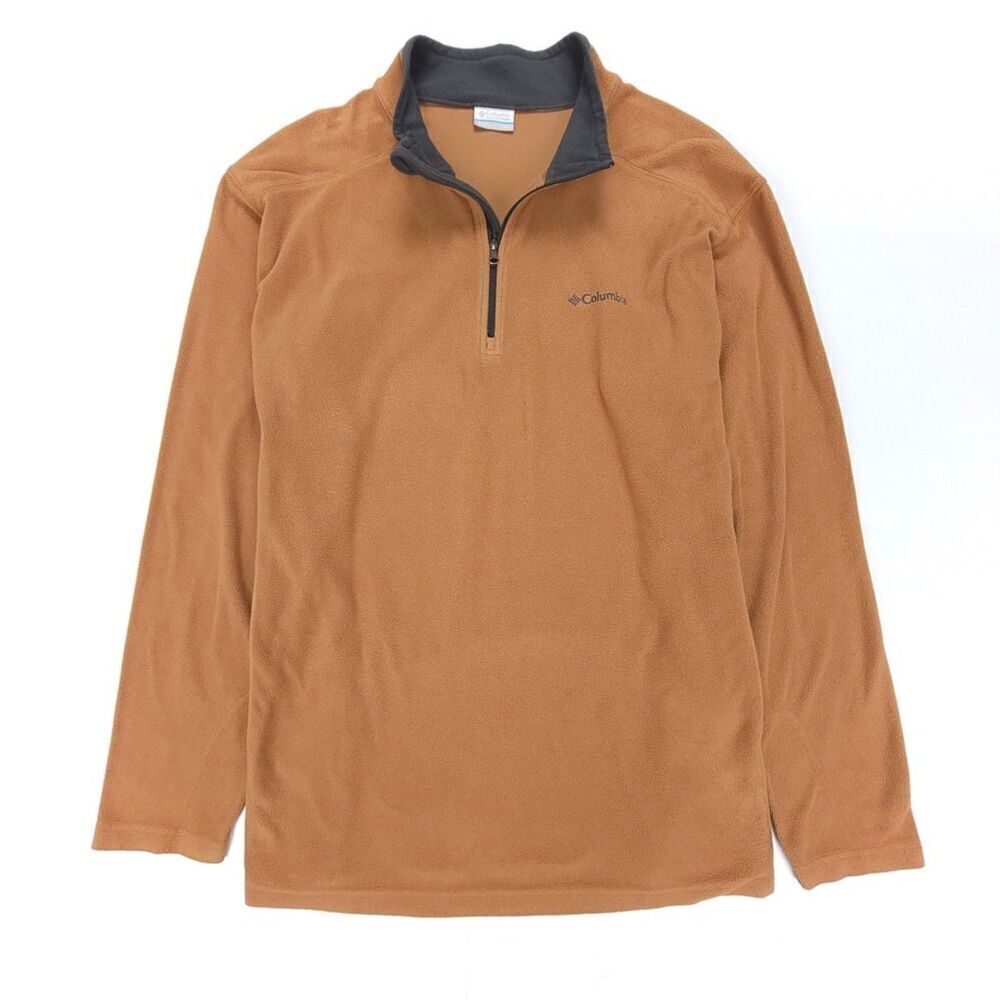 COLUMBIA Klamath Range II Half Zip Fleece Pullover Sweater Mens XXL Tan Brown